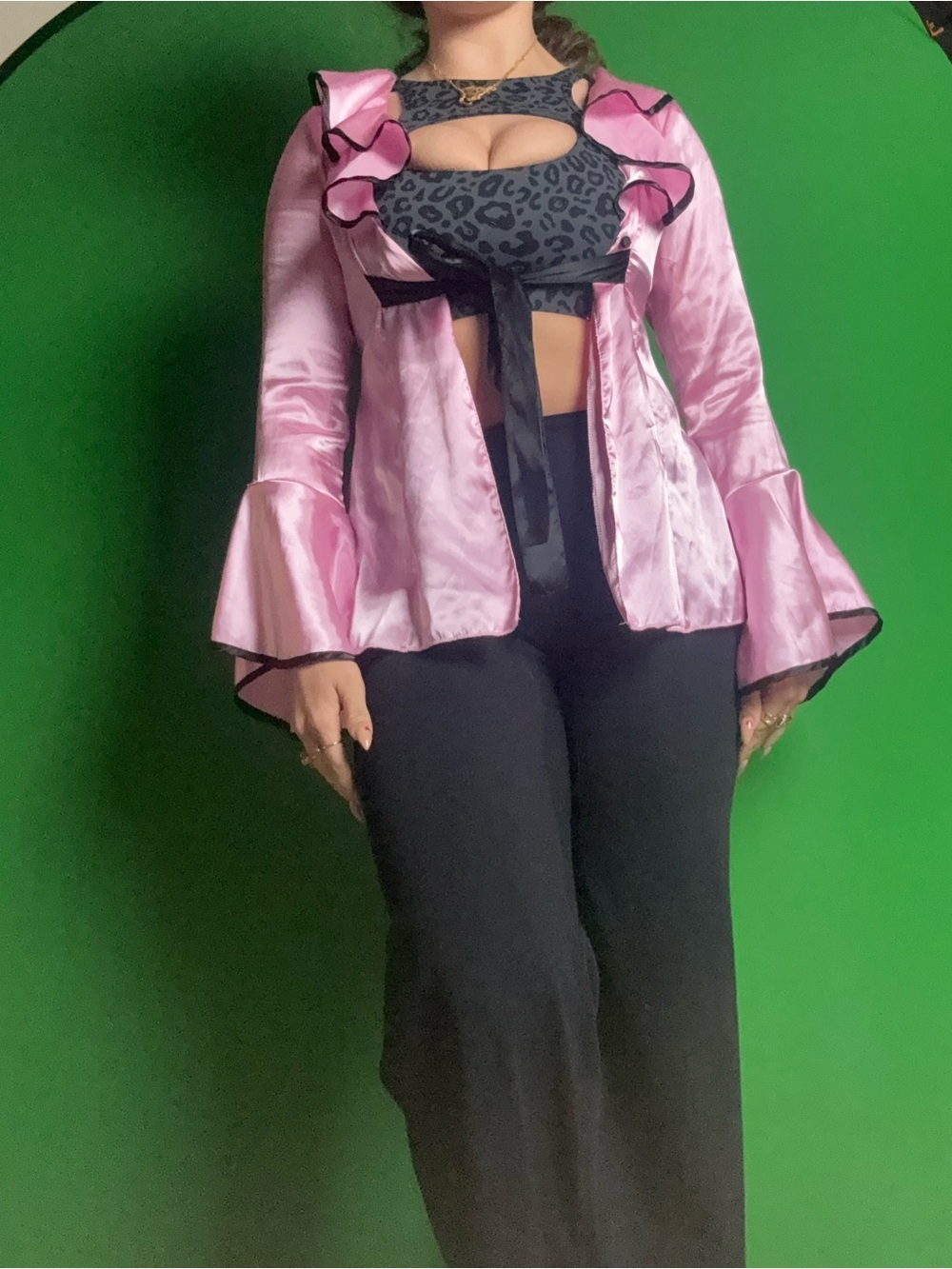 Pink Ruffle Satin top - Women's Stylish Layering Piece